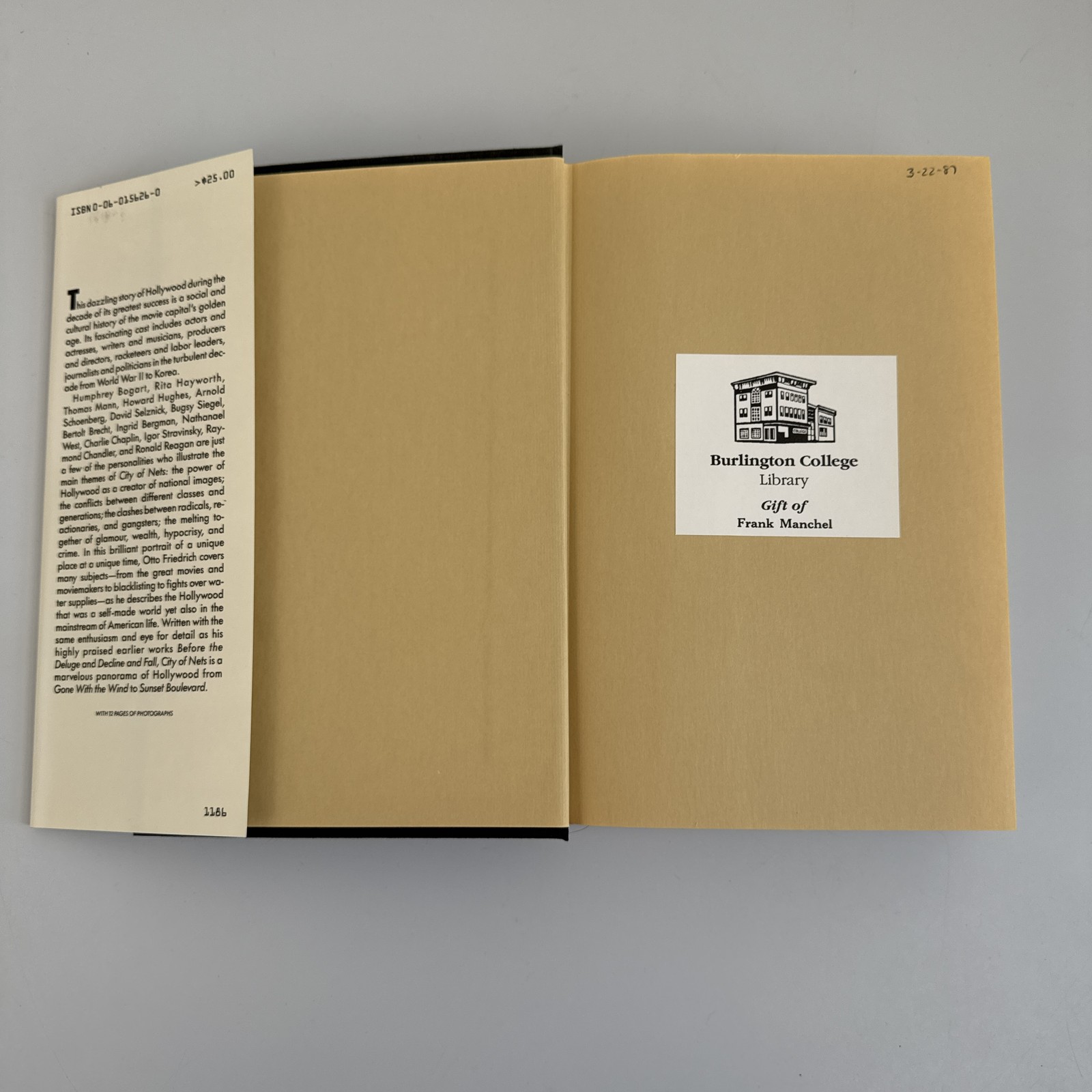 City of Nets Otto Friedrich 1986 First Edition Hollywood 1940s Harper & Row