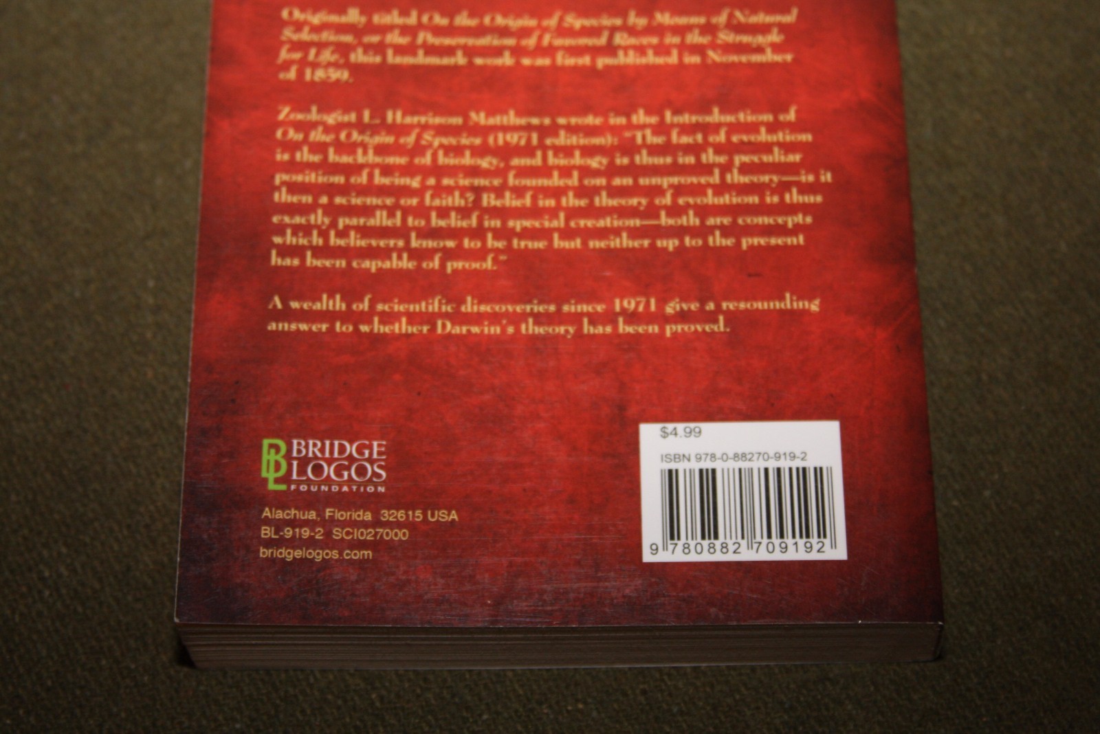 The Origin of Species by Charles Darwin 2009 TPB Bridge Logos 150th Anniversary