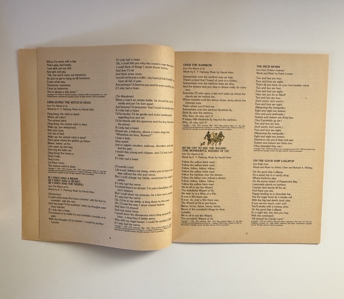 The Reader’s Digest Children’s Songbook 1985 HC Spiral Bound With Words Booklet