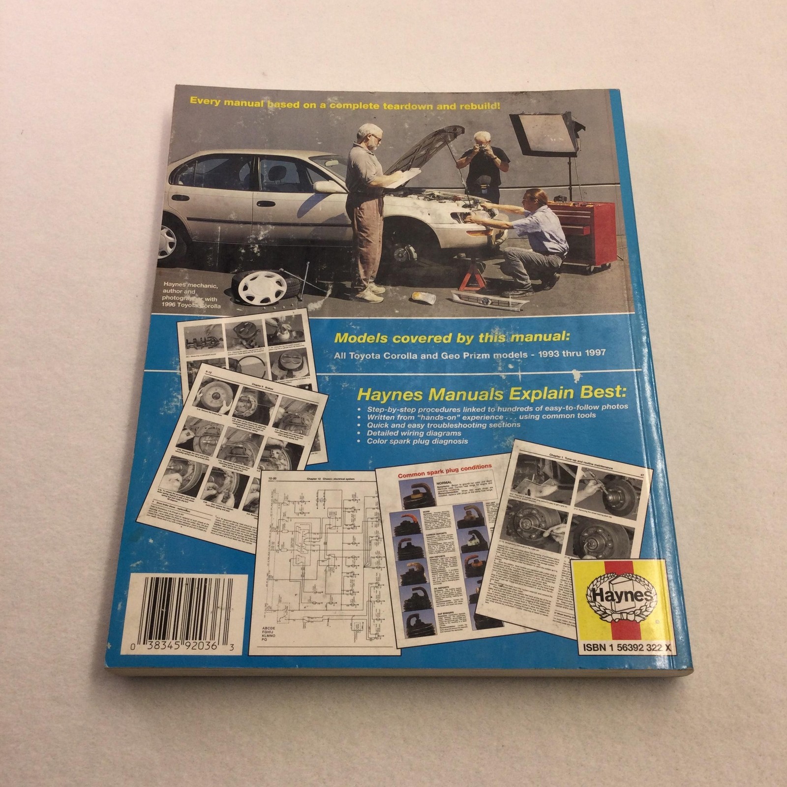 Vintage Toyota Corolla Geo Prizm 1993-1997 Haynes Auto Repair Manual PB Blue USA