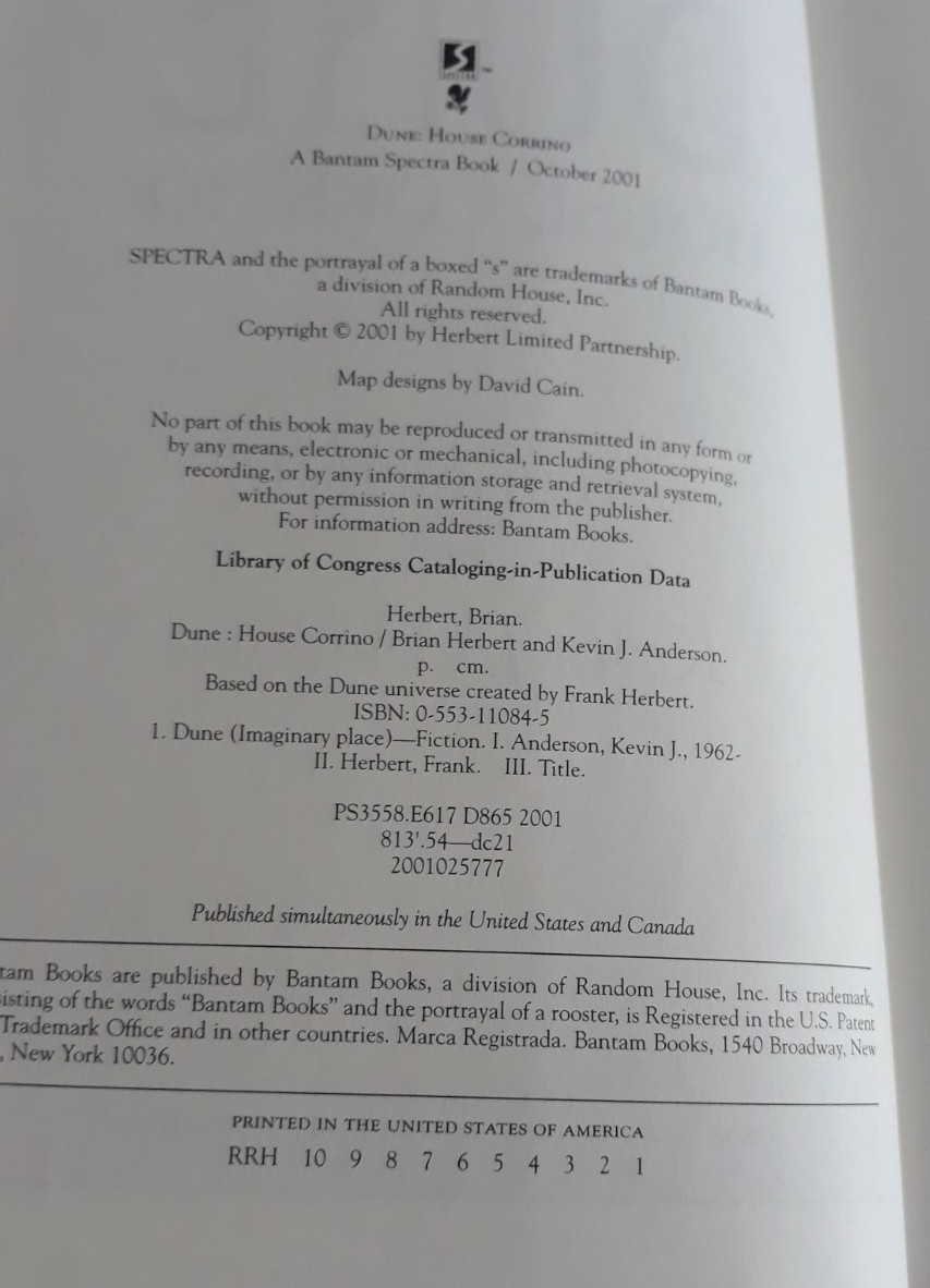 Dune :House Corrino by Brian Herbert and Kevin Anderson, (2001 HCDJ) AS SHOWN