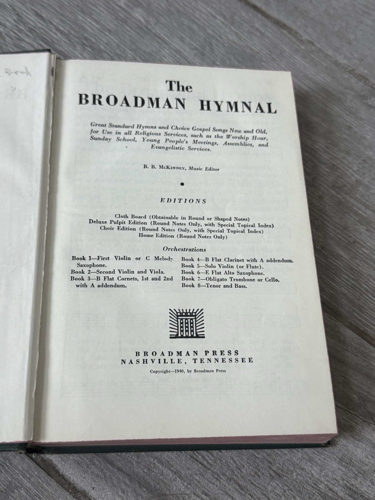 ✝️ VTG The Broadman Hymnal Shaped Notes Antique Gospel Hymns Church 1940s Green