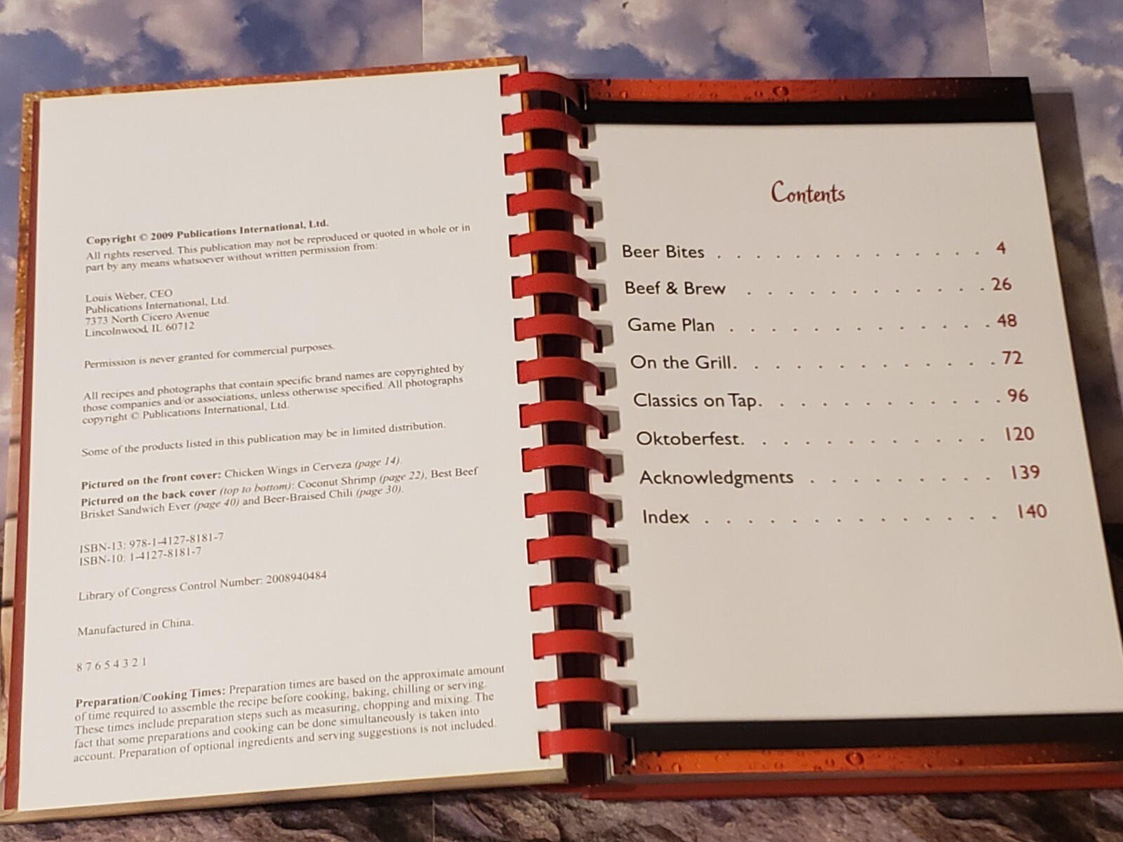 COOKING WITH BEER, SPIRAL BOUND HARDCOVER, 2009,