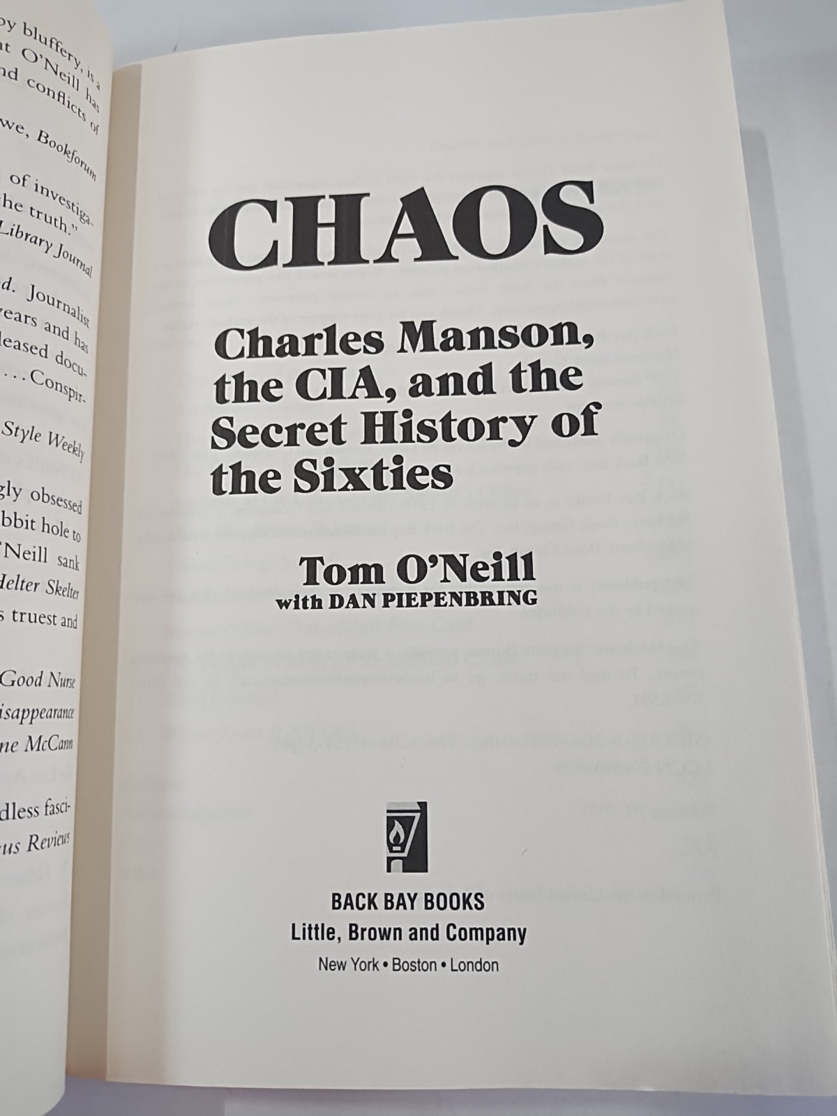 Chaos by Tom O’Neill w/ Dan Piepenbring Paperback Book (CIA Charles Manson 60s)