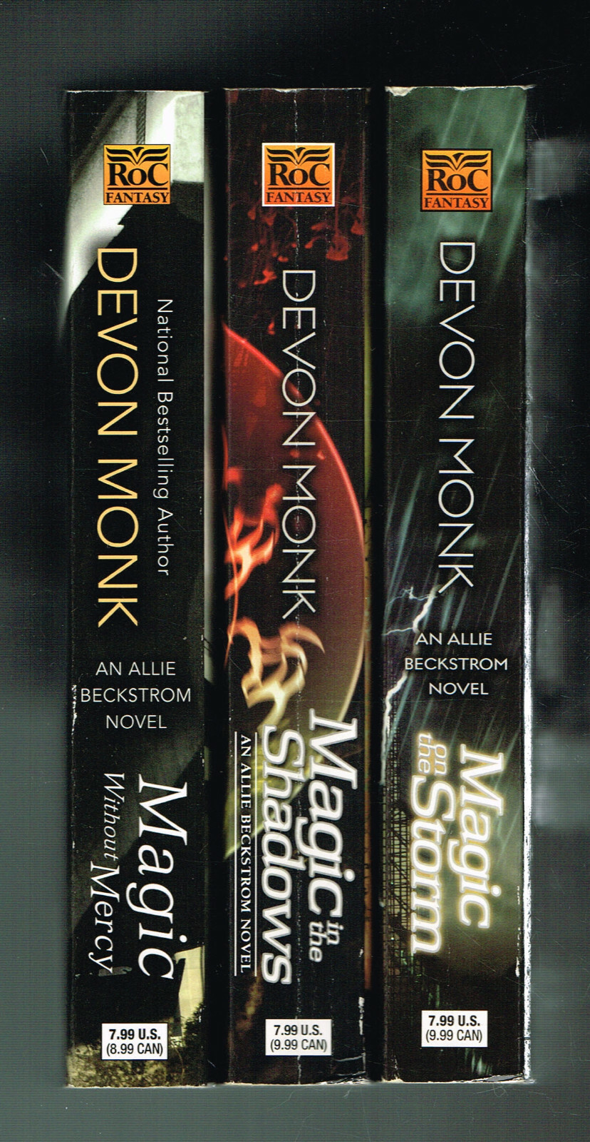 Devon Monk 3 Paperbacks Magic on the Storm,Magic Without Mercy,Magic in the Shad