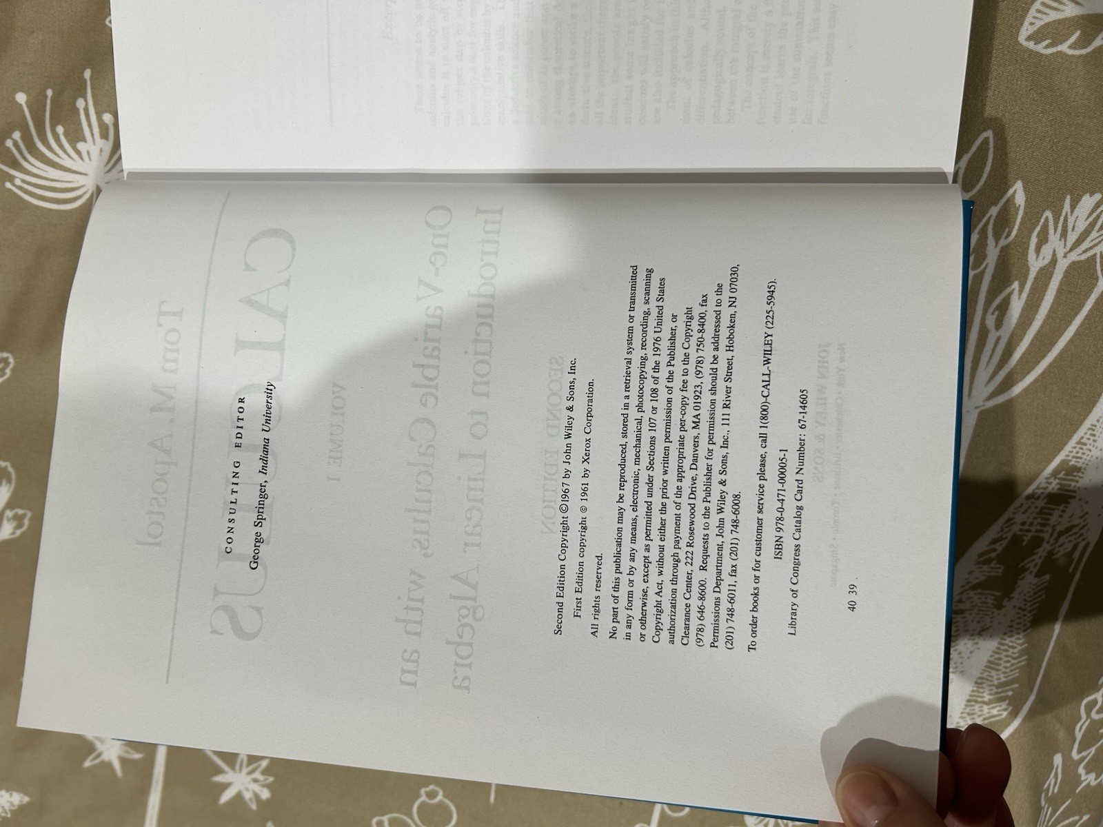 Calculus, Volume 1 by Tom M. Apostol Hardcover