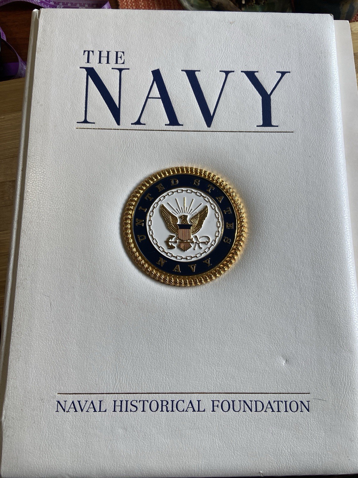 The Navy by Naval Historical Foundation Book Faux Leather Naval Insignia 14×10
