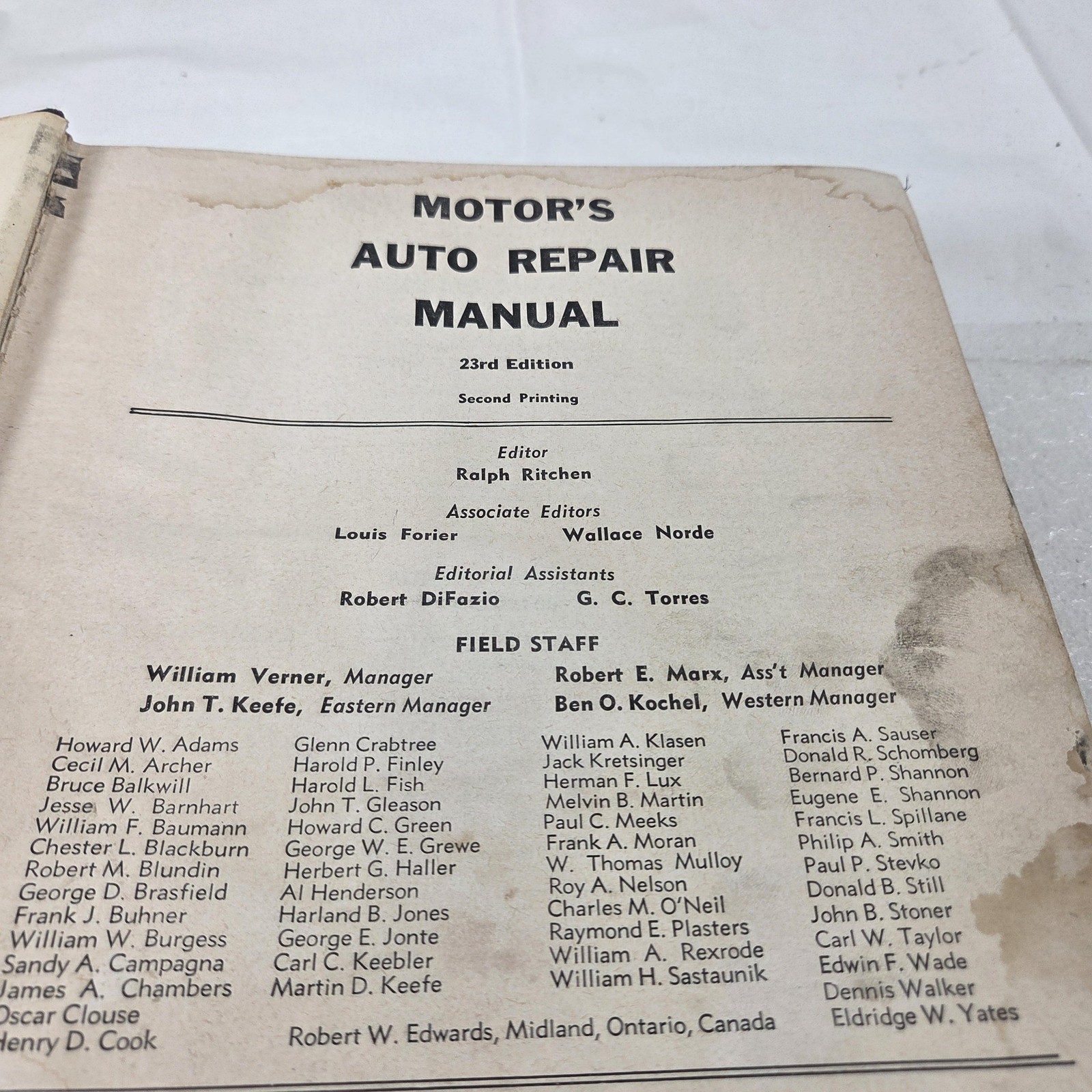 Vintage 1960 Motor’s Auto Repair Manual 23rd Edition Hardcover Car Repair Guide