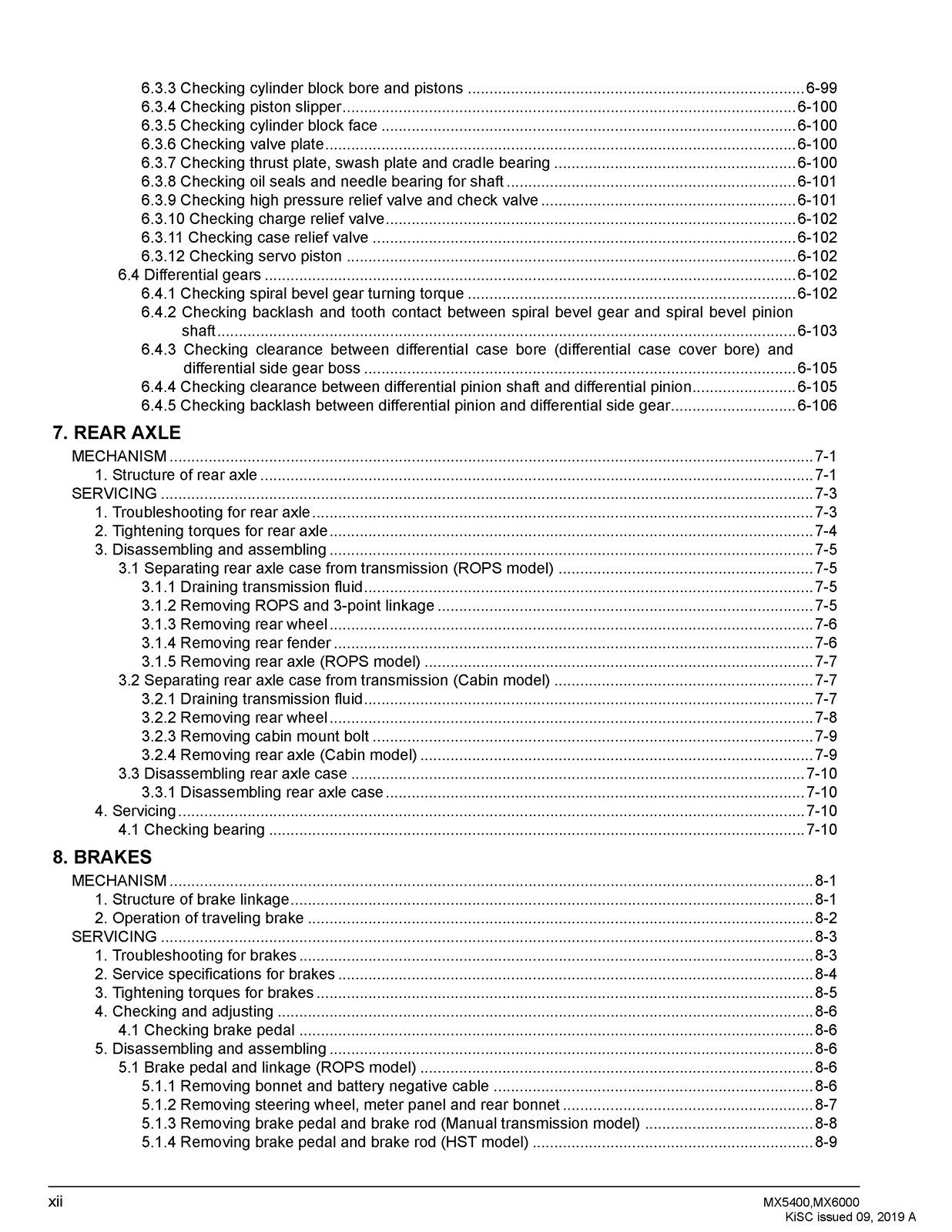 KUBOTA MX5400 MX6000 WORKSHOP MANUAL WSM, BOUND, COVERS, XL FOLDOUT PAGES!