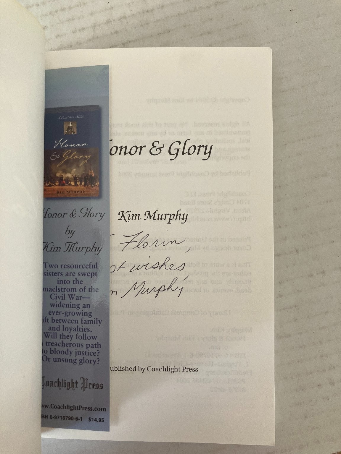 Promise & Honor & Glory Kim Murphy 2003 2004 Signed Set Civil War Novels PB