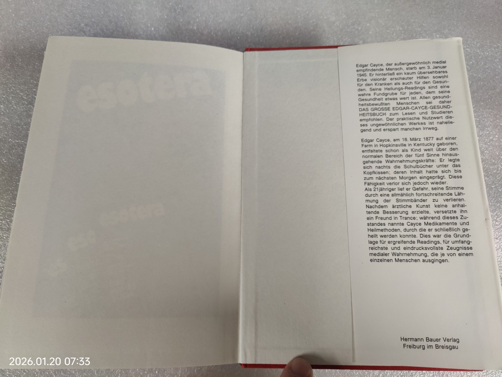 Das grosse Edgar-Cayce-Gesundheitsbuch 7th Edition „Auflage“ 1986