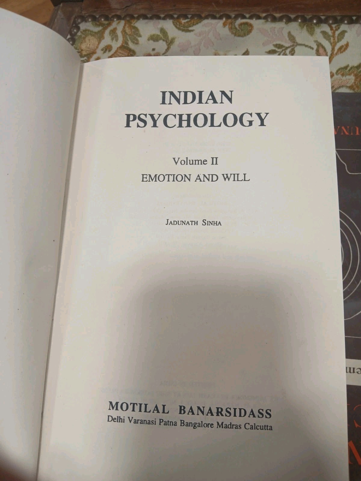 Indian Psychology Jadunath Sinha 1996 HC 3 Volumes Cognition Emotions Epistemolo
