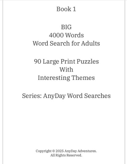 Word Search Puzzles Large Print Activity Book 4000-words