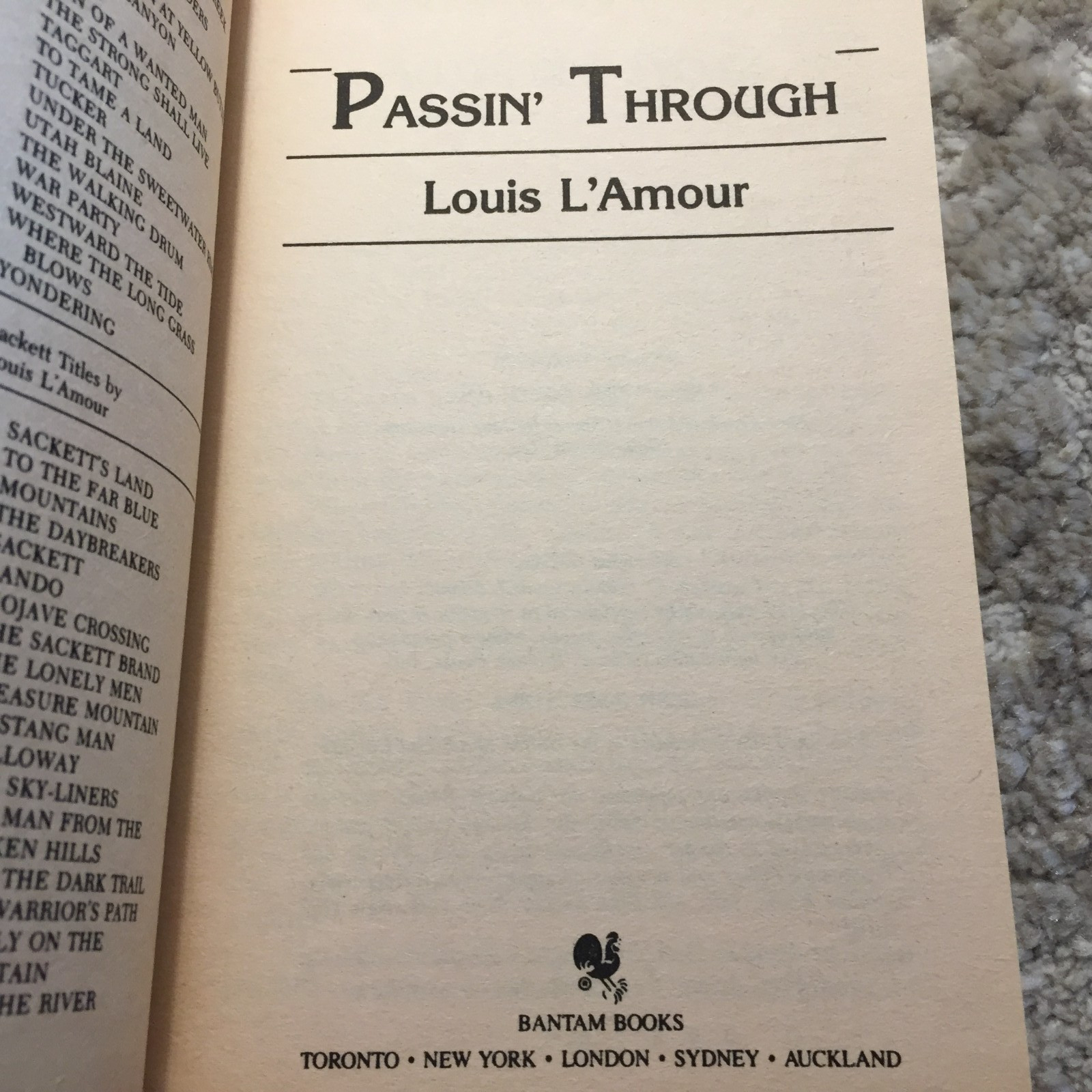 Passin’ Through Louis L’Amour 1985 Bantam Books Fugitive On The Run Western Book
