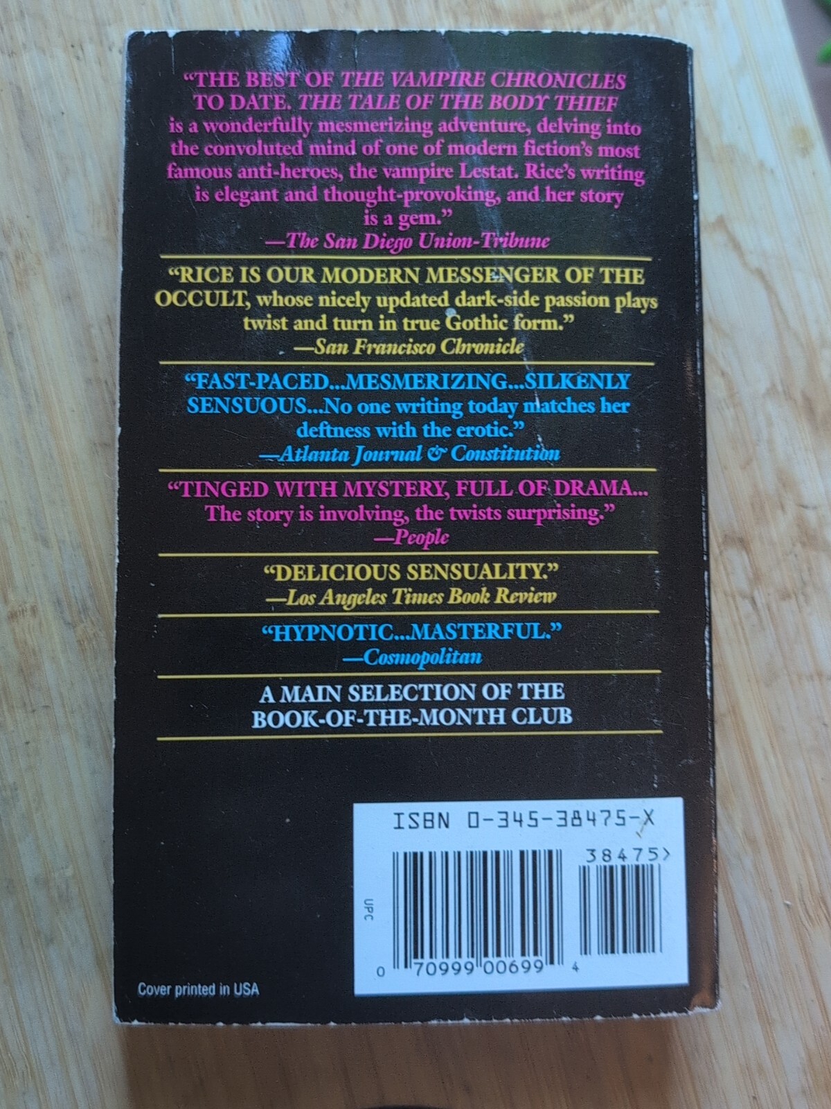 Vampire Chronicles Ser.: The Tale of the Body Thief by Anne Rice (1993, Mass…