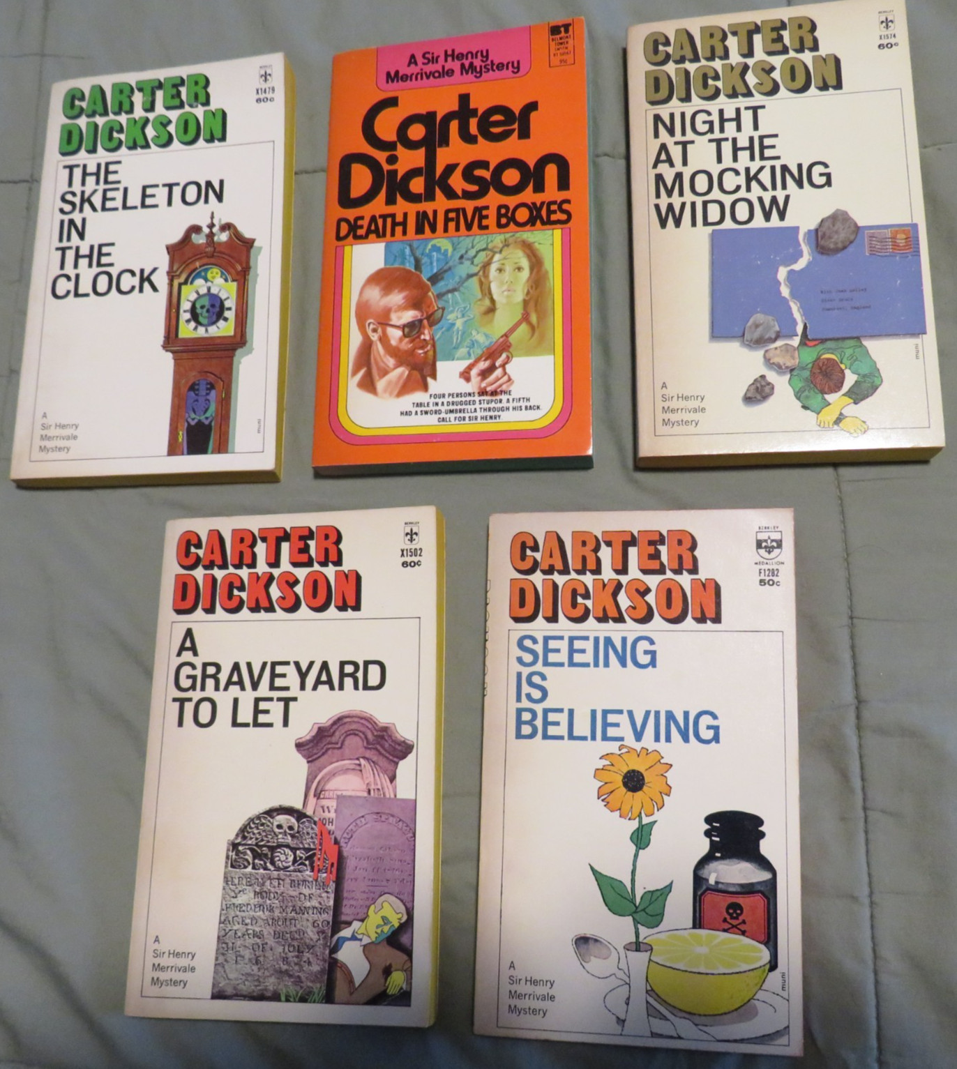 Lot of 5 Carter Dickson Vintage paperbacks Read Description