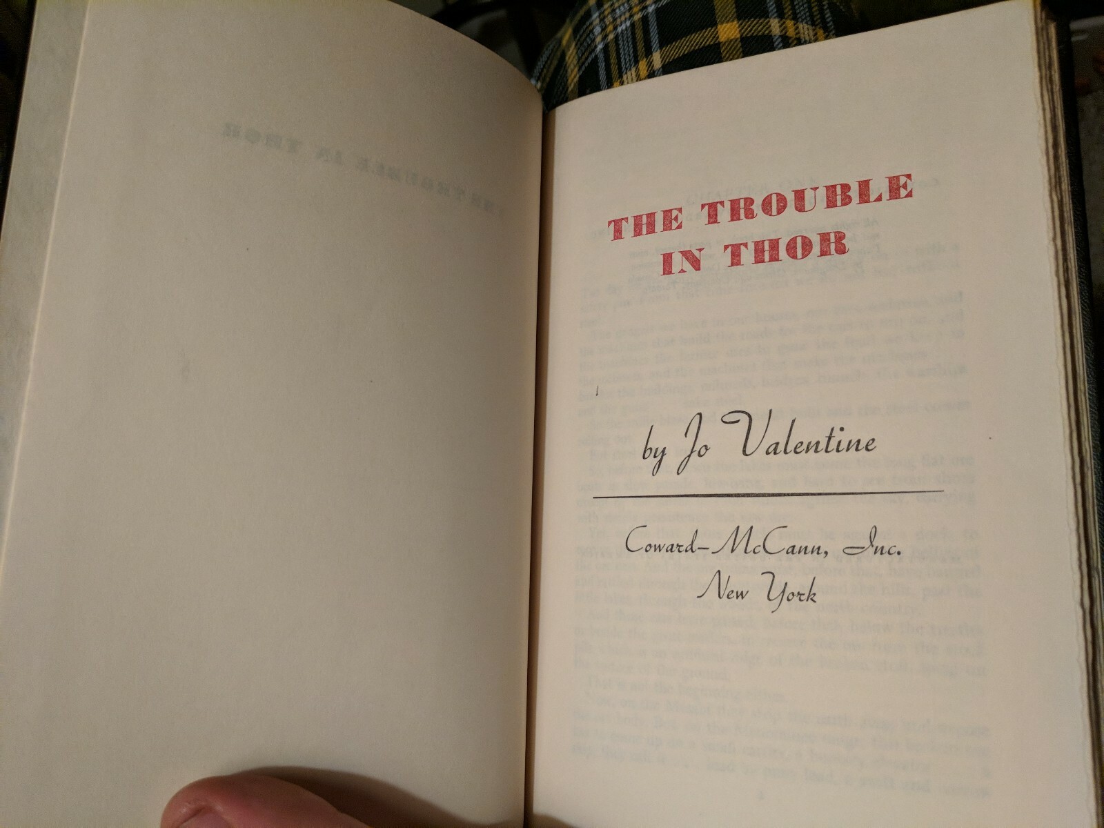 The Trouble in Thor by Jo Valentine 1953 First 1st edition ? Hardcover 220 pages