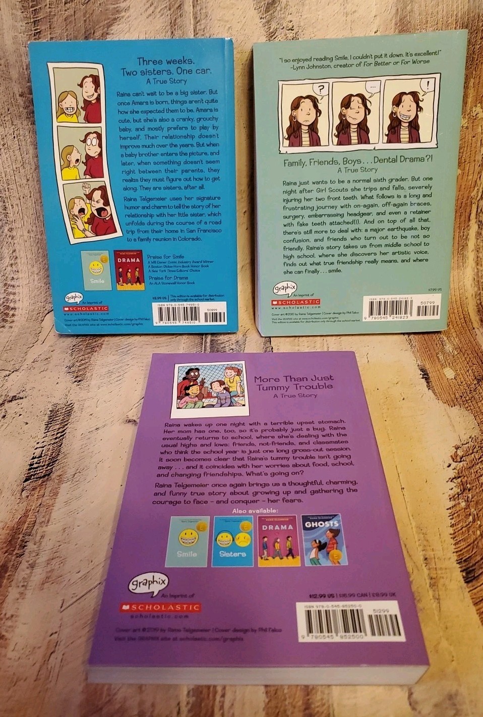 Sisters, Smile & Guts By Telgemeier, Raina Lot of 3 Paperback Excellent
