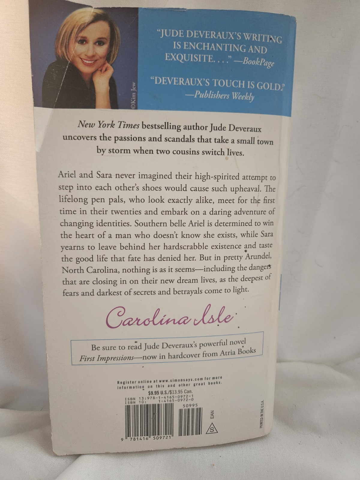 Carolina Isle by Jude Deveraux Paperback Novel Atria Books Romance Fiction