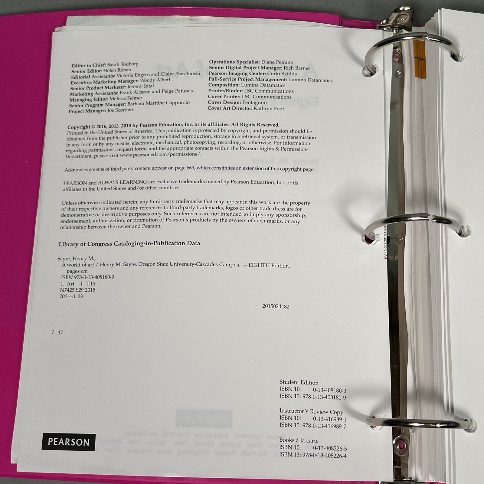 World of Art, A, Books a la Carte Edition (8th Edition) – Loose Leaf Binder GOOD