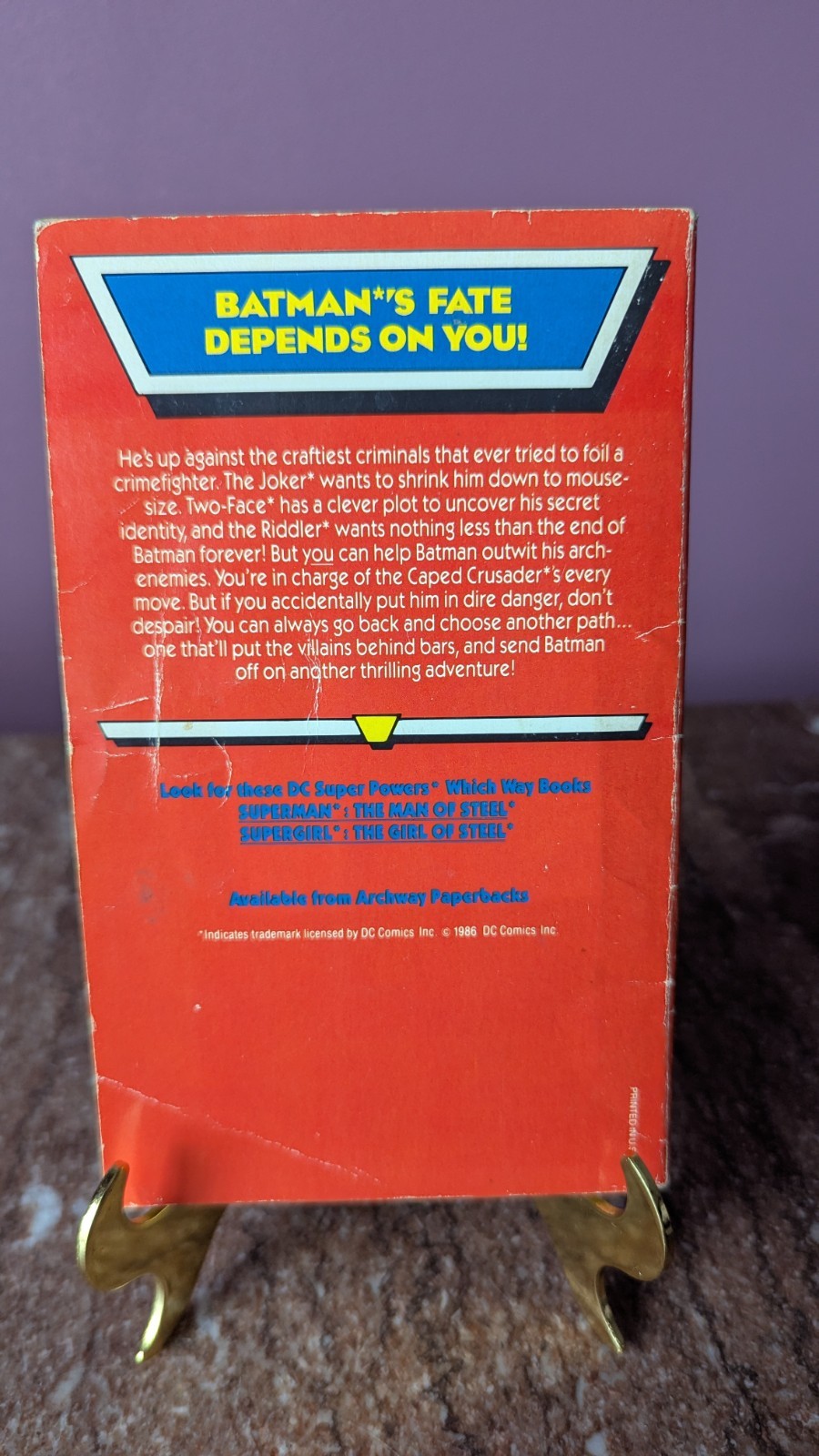 Batman: The Doomsday Prophecy by Richard Wenk (Archway Paperback, 1986)