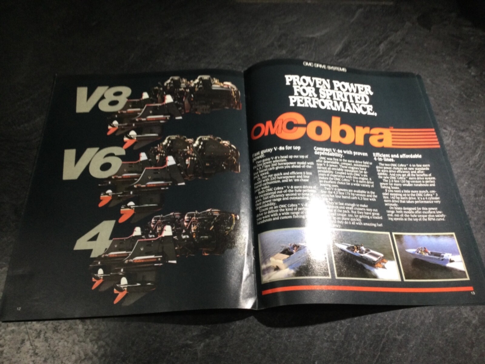 1985 OMC Cobra Stern drive Brochure Catalog 2.5L 3.0L 4.3L 5.0L 5.7L V8 4 cyl V6