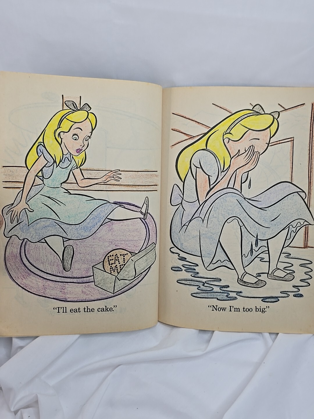 Alice In Wonderland Coloring Book Walt Disney Has Pages Colored In Vintage