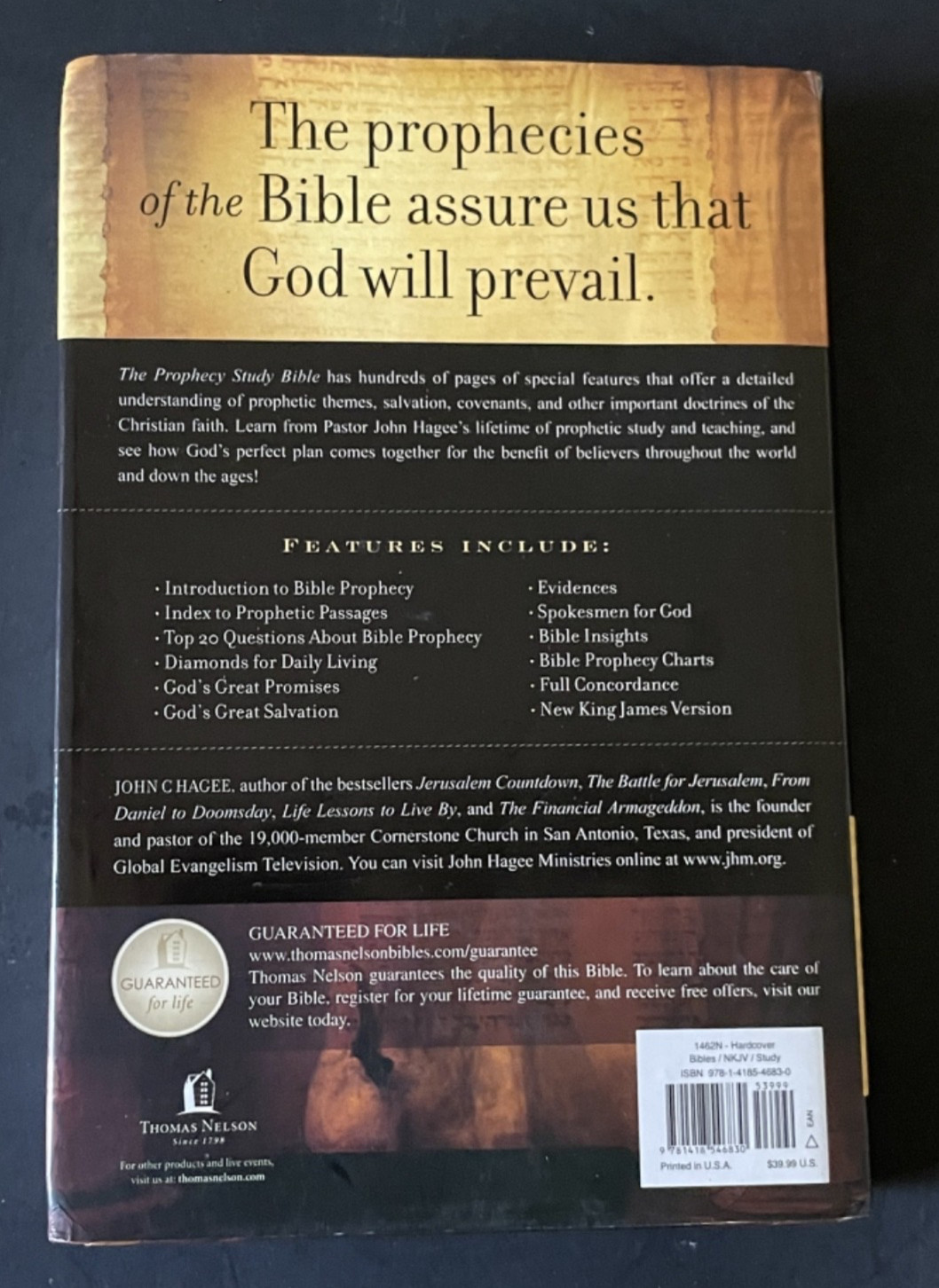 The Prophecy Study Bible: New King James Version by Hagee, John HB DJ