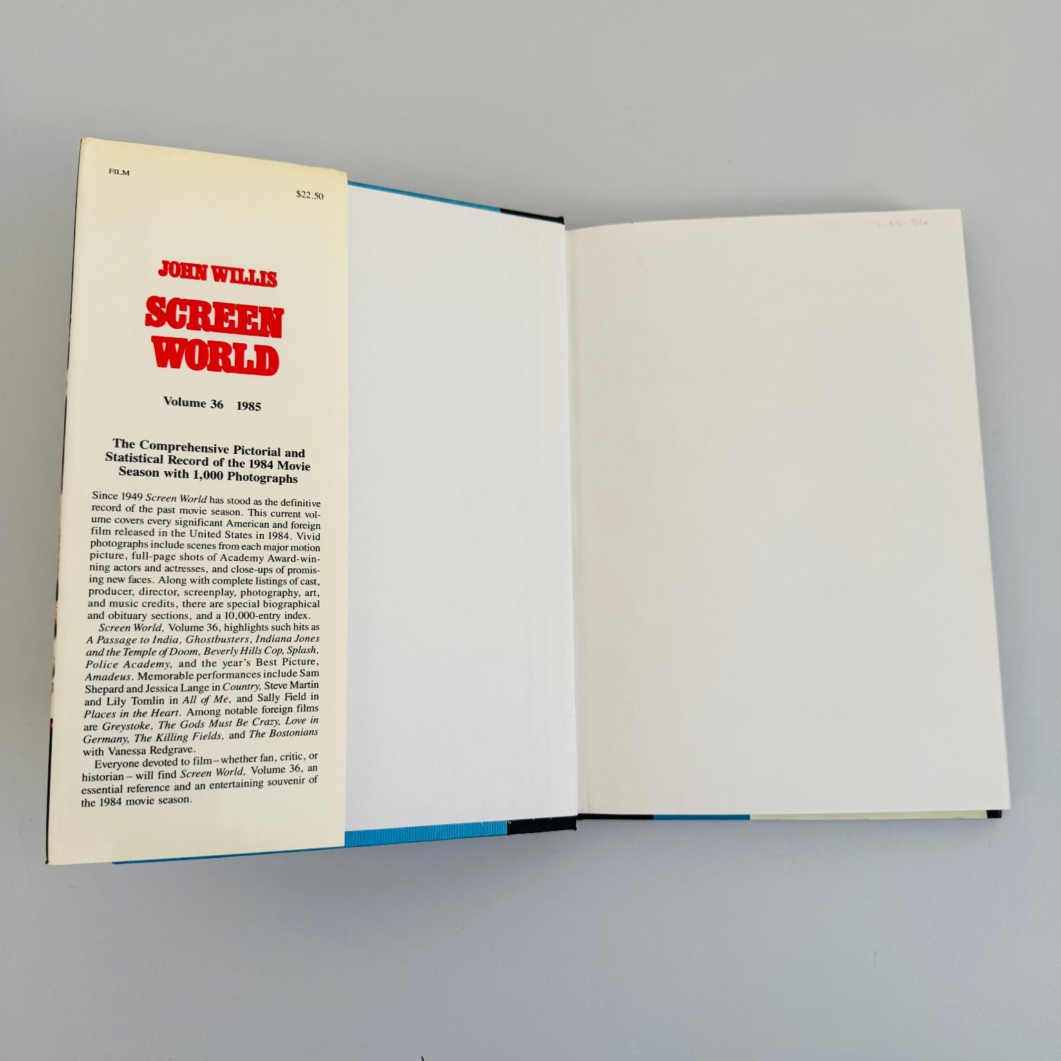 Screen World 1985 John Willis Film Annual Volume 36 Hardcover Crown