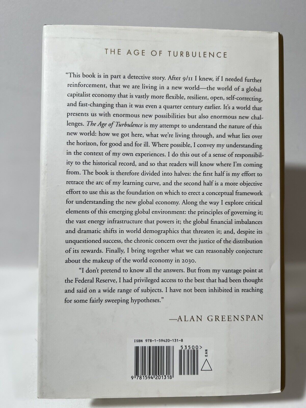 Alan Greenspan The Age of Turbulence Hardcover Book 2007 Economic Insights Polic