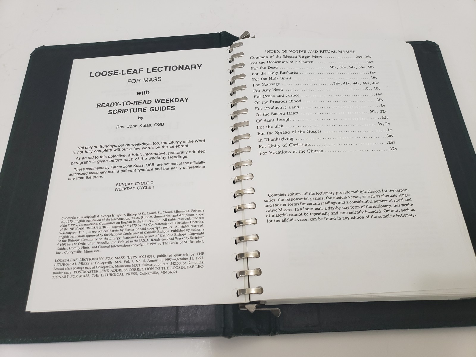 Lectionary for Mass – Loose Leaf – 1996 – Liturgical Press Marriage & The Sick