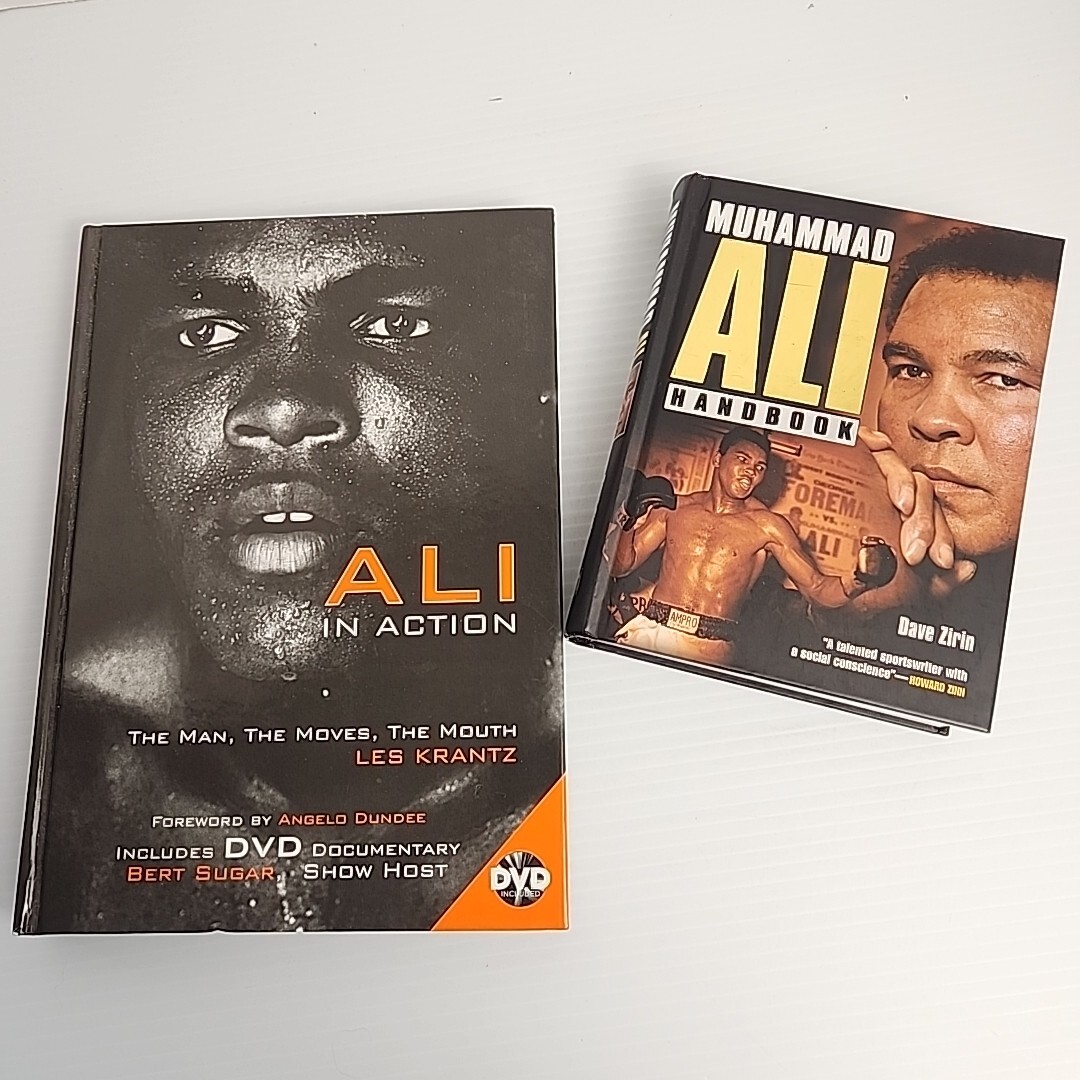 2 Books on Muhammad Ali : Handbook & Ali in Action DVD Documentary HC Nice
