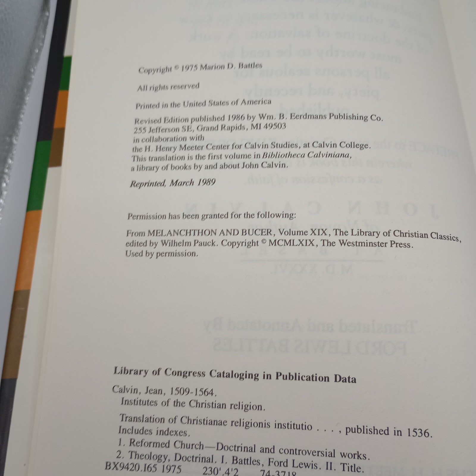Institutes of Christian Religion … by Battles, Ford Lewis Paperback / Hardback