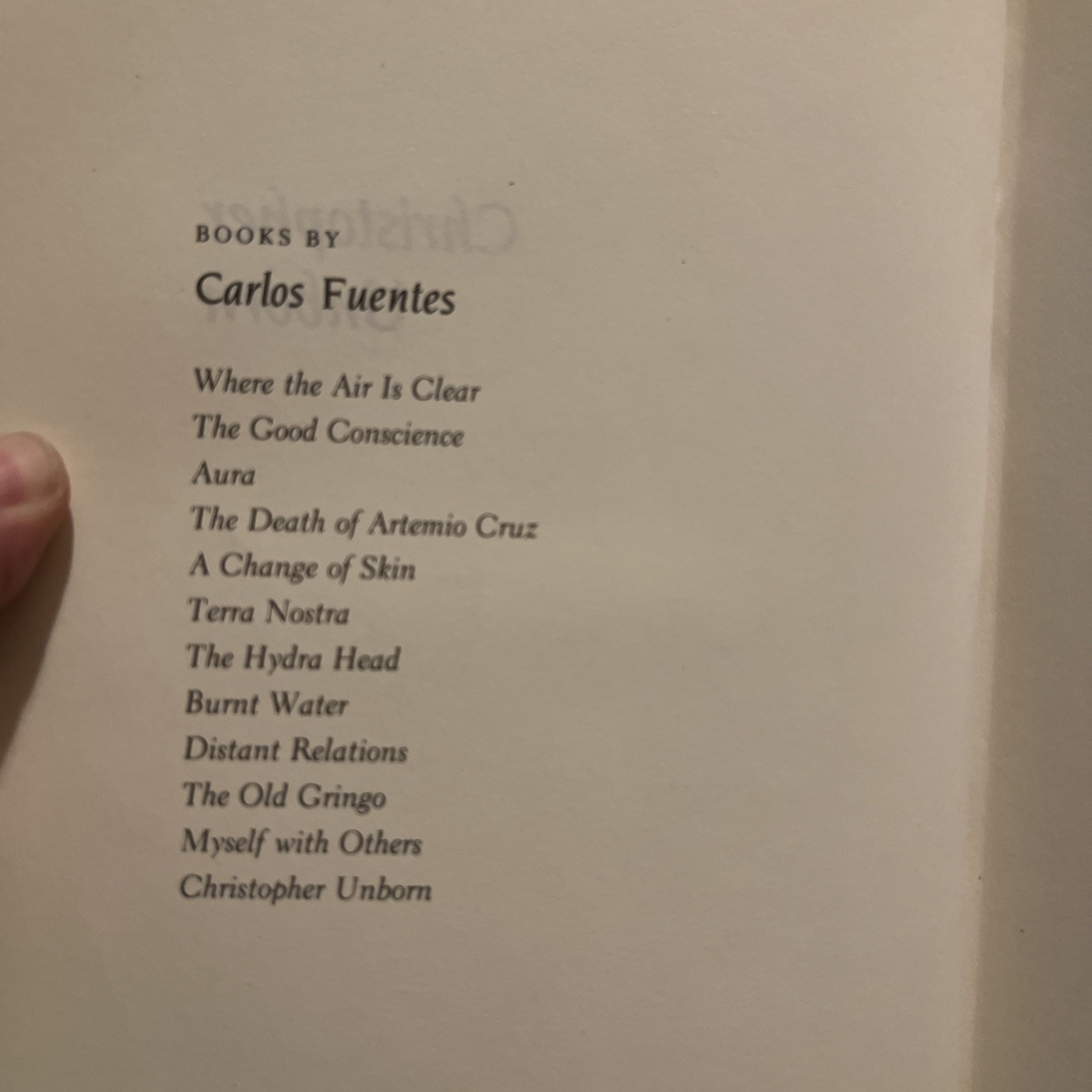 Carlos Fuentes Christopher Unborn HC DJ 1st Edition Farrar Straus Giroux VG