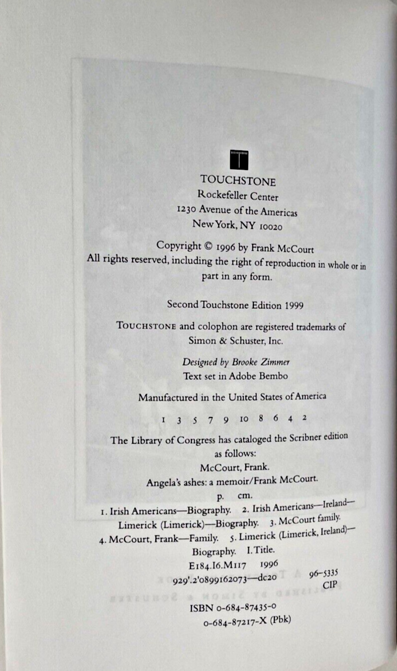Angela’s Ashes & ‚Tis by Frank McCourt Memoirs Biography Ireland Irish Americans