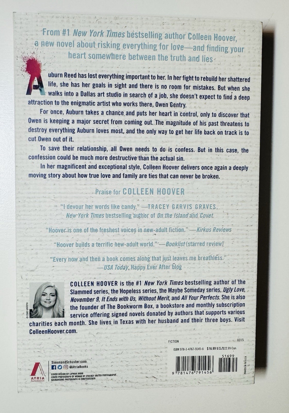 Confess: A Novel Colleen Hoover Paperback, About Risking Everything For Love New
