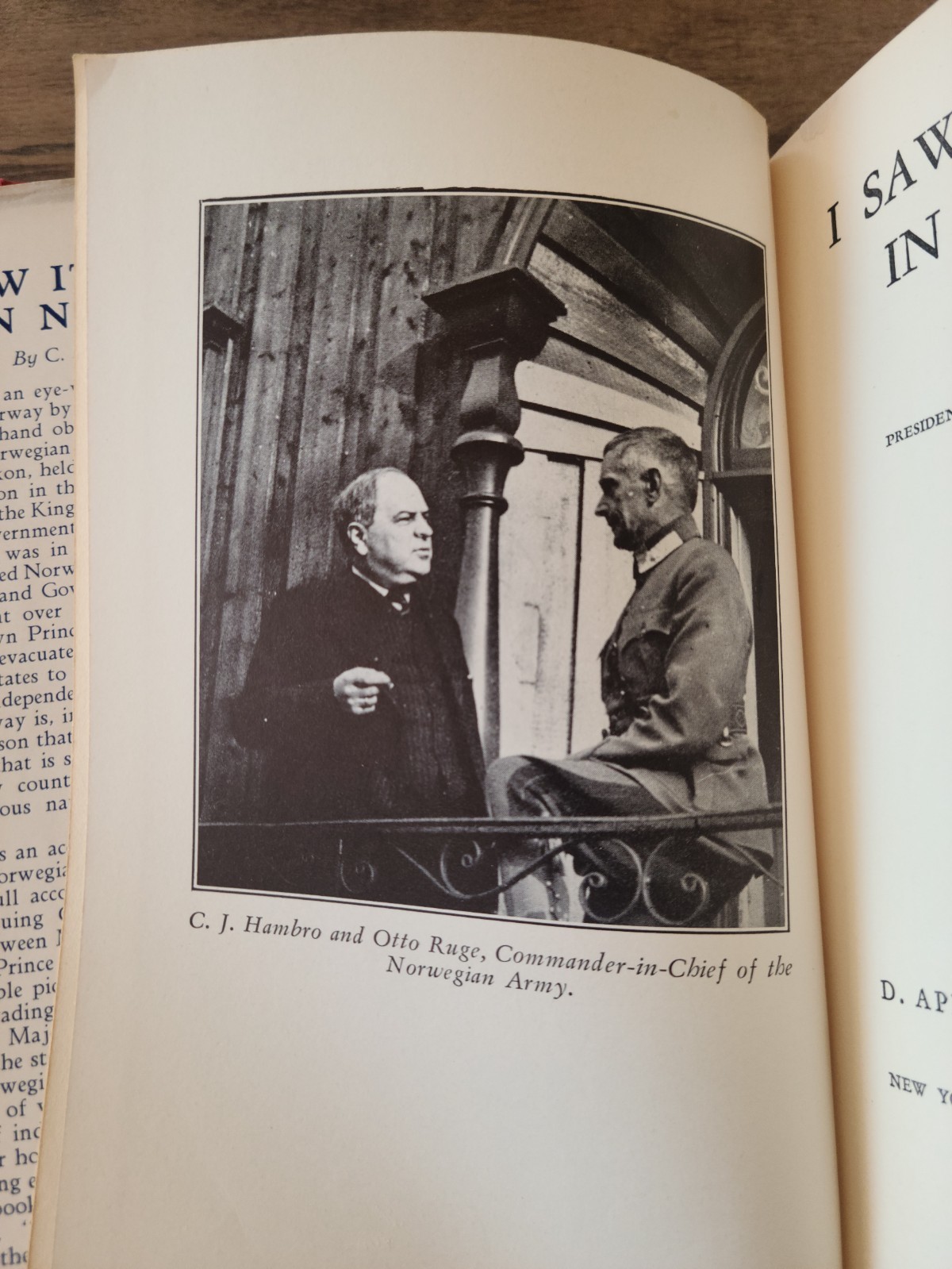 I Saw It Happen In Norway C J Hambro Hardcover Early Edition D Appleton Co. 1940