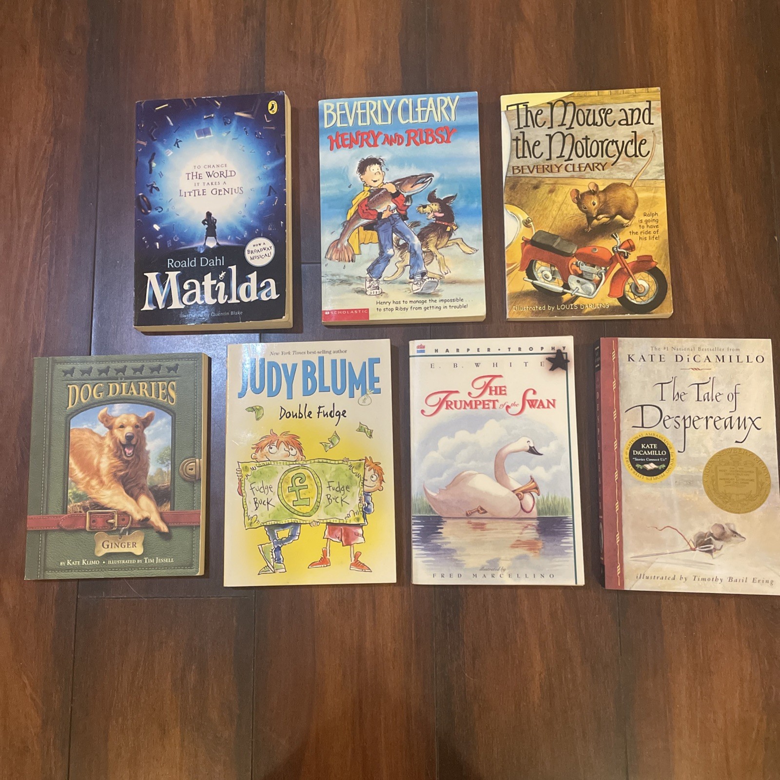 Lot of 7 Popular Young Reader: Matilda, Tale of Despereaux, Mouse and Motorcycle