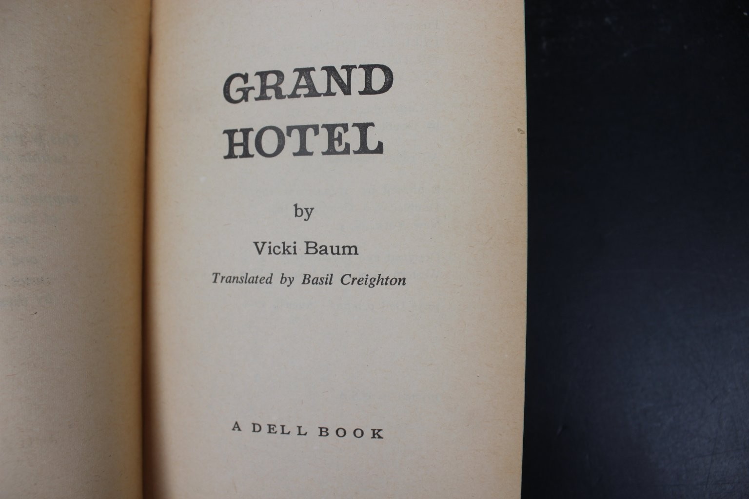 Grand Hotel Vicki Baum 1958 First Dell Printing Vintage Paperback PB VTG