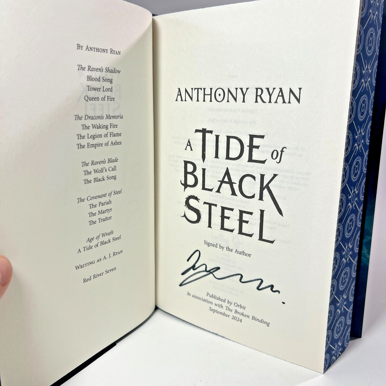 A Tide of Black Steel Anthony Ryan Hardcover Signed Broken Binding Age of Wrath