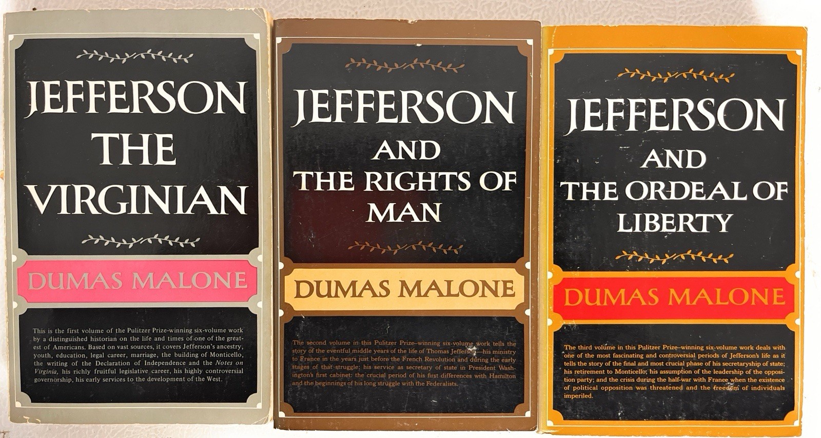 Thomas Jefferson and His Time (1981 tpb G) Dumas Malone 6 Volume Set