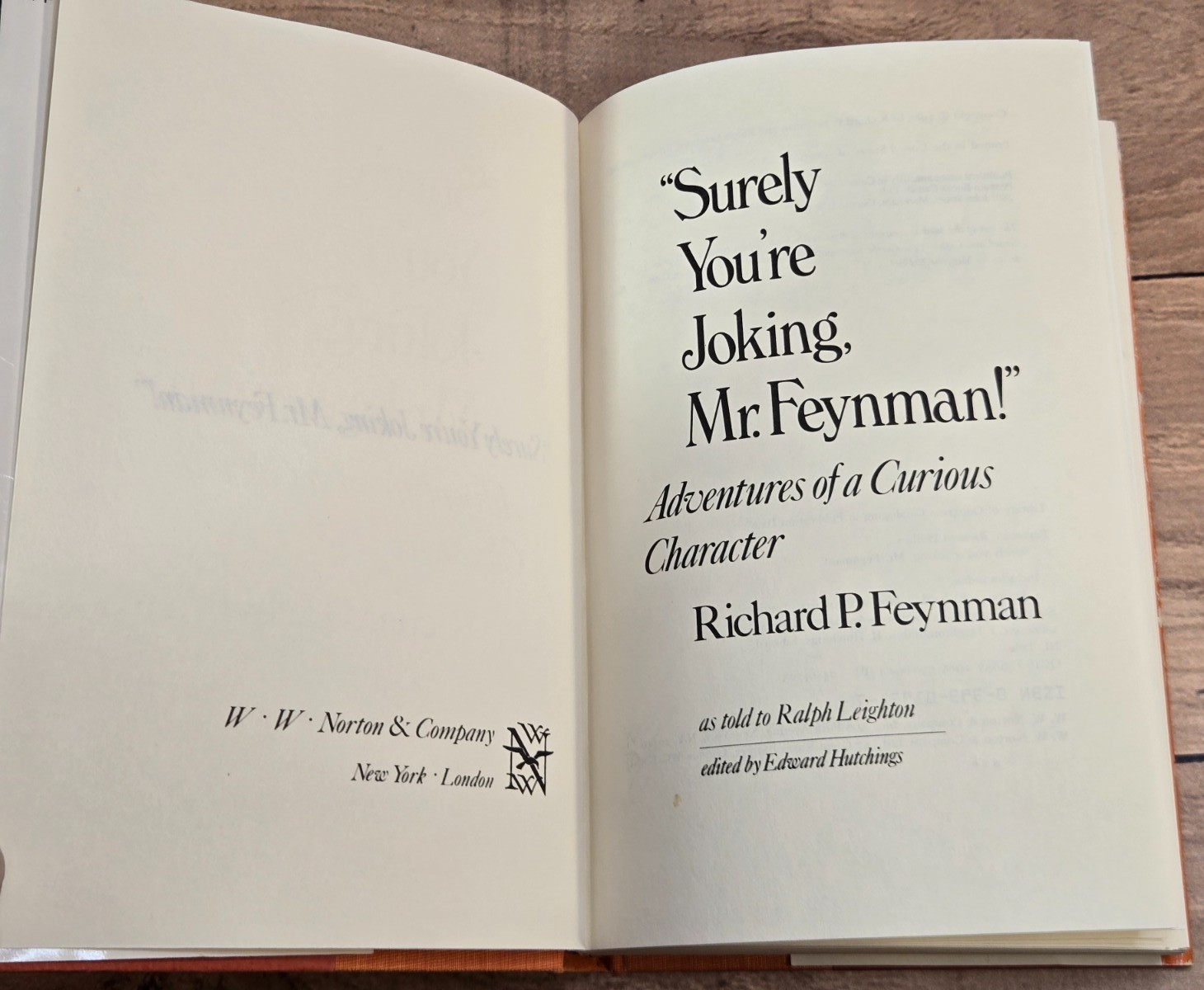 Vtg „SURELY YOU’RE JOKING, MR. FEYNMAN!“ Richard Feynman 1985 HC/DJ Norton & Co.