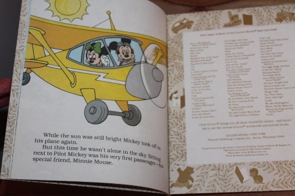 New Vintage Little Golden Book Mickey Mouse Heads for the Sky & Those were Days