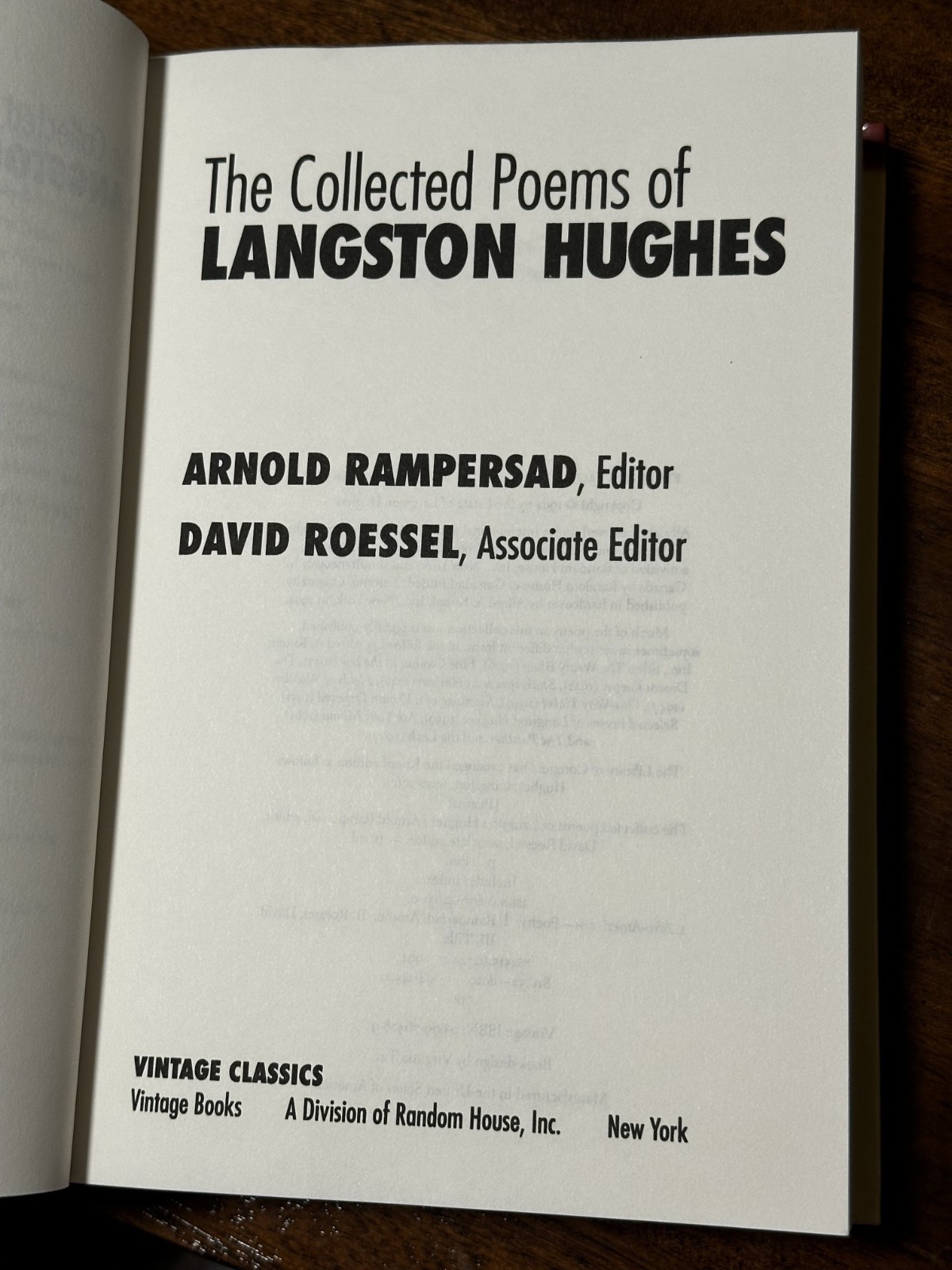 The Collected Poems of Langston Hughes (Vintage Classics, 1994) Hardcover