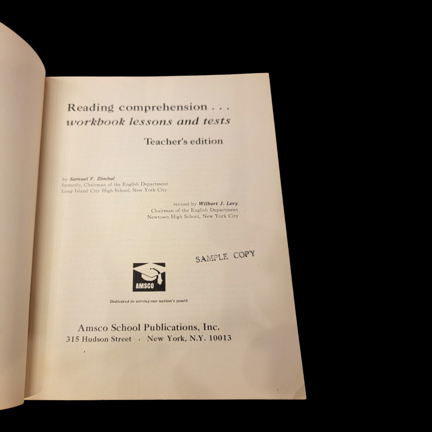 1960s Amsco Reading Comprehension Workbook Lessons & Tests Teacher’s Edition
