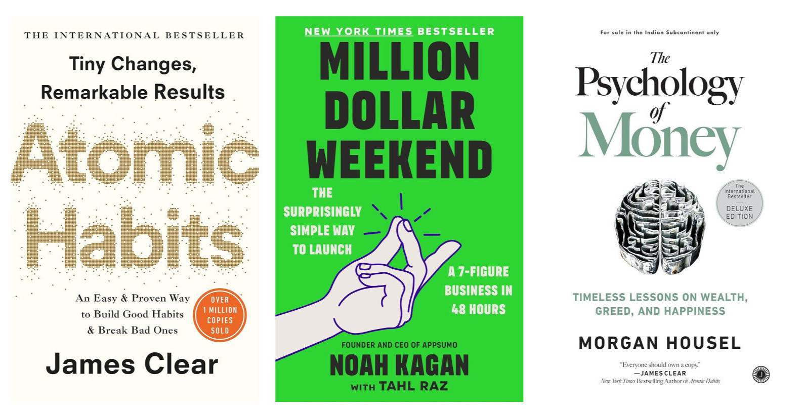 Atomic Habits + Million Dollar Weekend + phychology of money Combo Book Set New