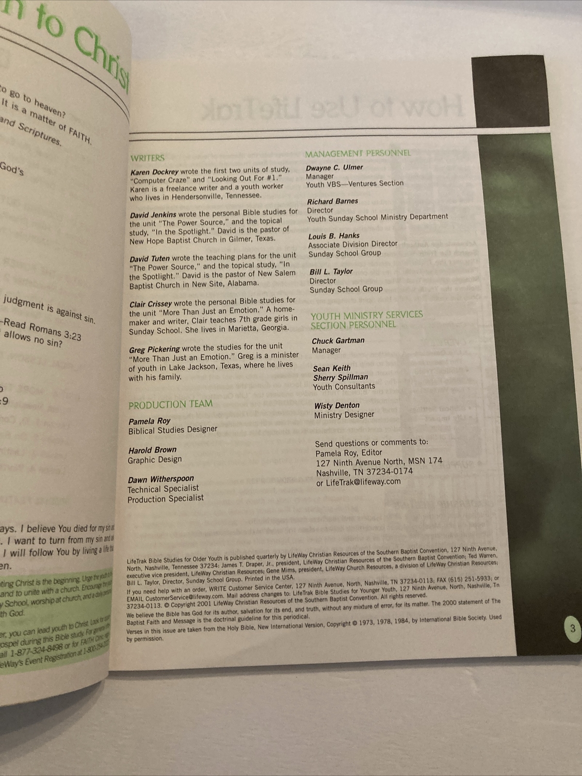LifeTrak Bible Studies For Older Youth with Interactive cd-rom volume 2 issue 1