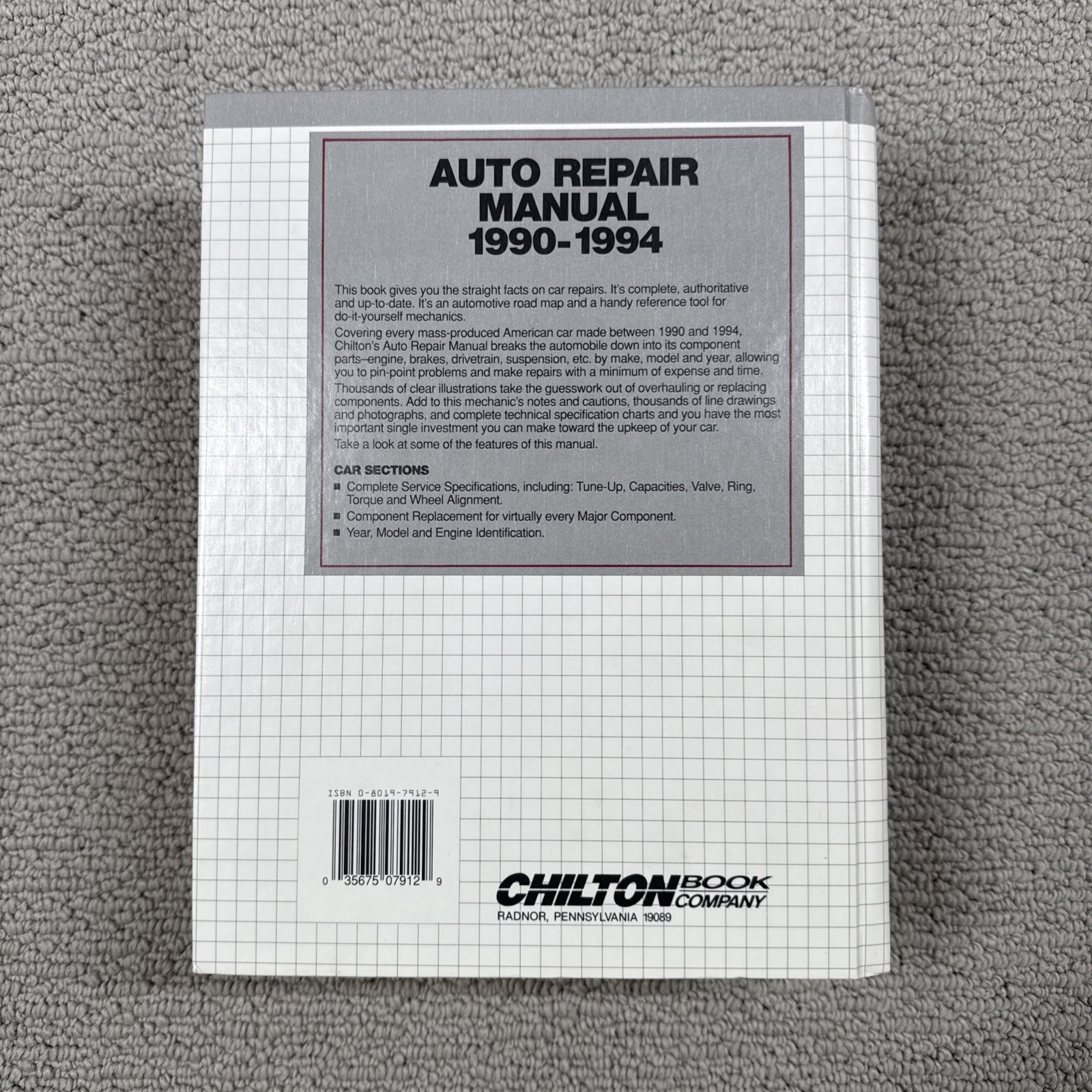 Vintage Chilton’s Auto Repair Manual 1990-1994 Hardback Book 1993