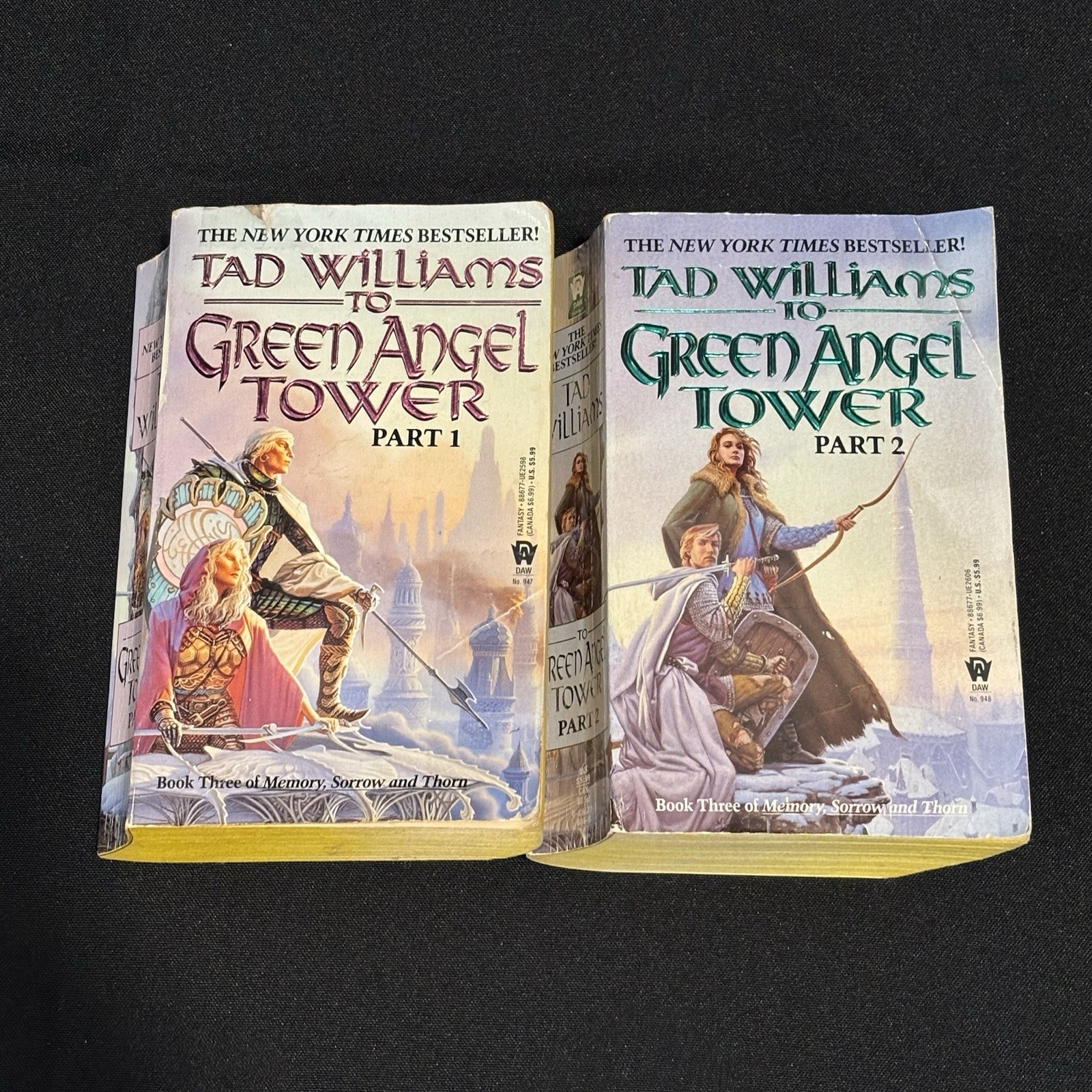 TO GREEN ANGEL TOWER Parts 1 & 2 by Tad Williams 1994 MMPB First DAW PB Edition