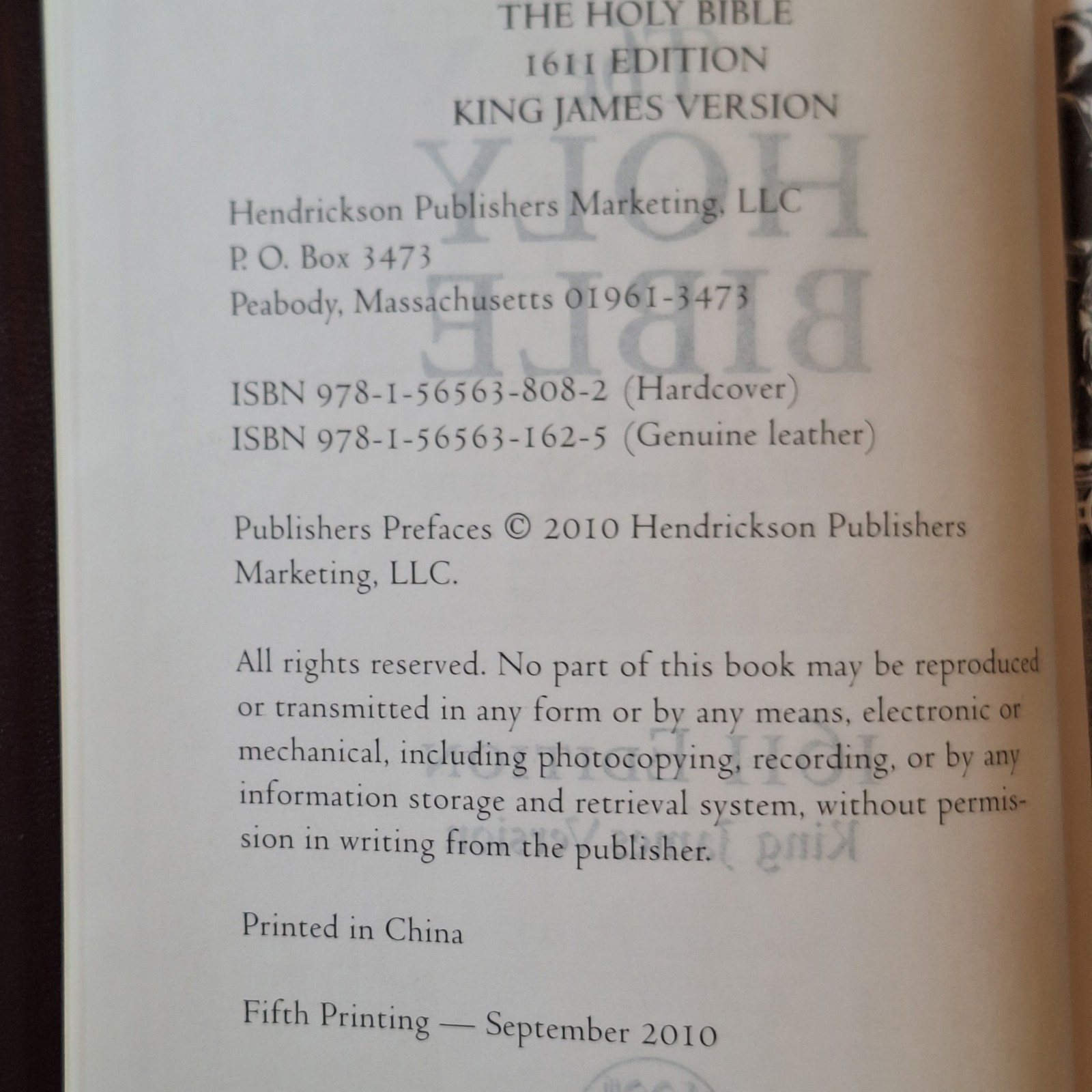 Holy Bible: King James Version Hardcover 400th Anniversary 1611 Ed New